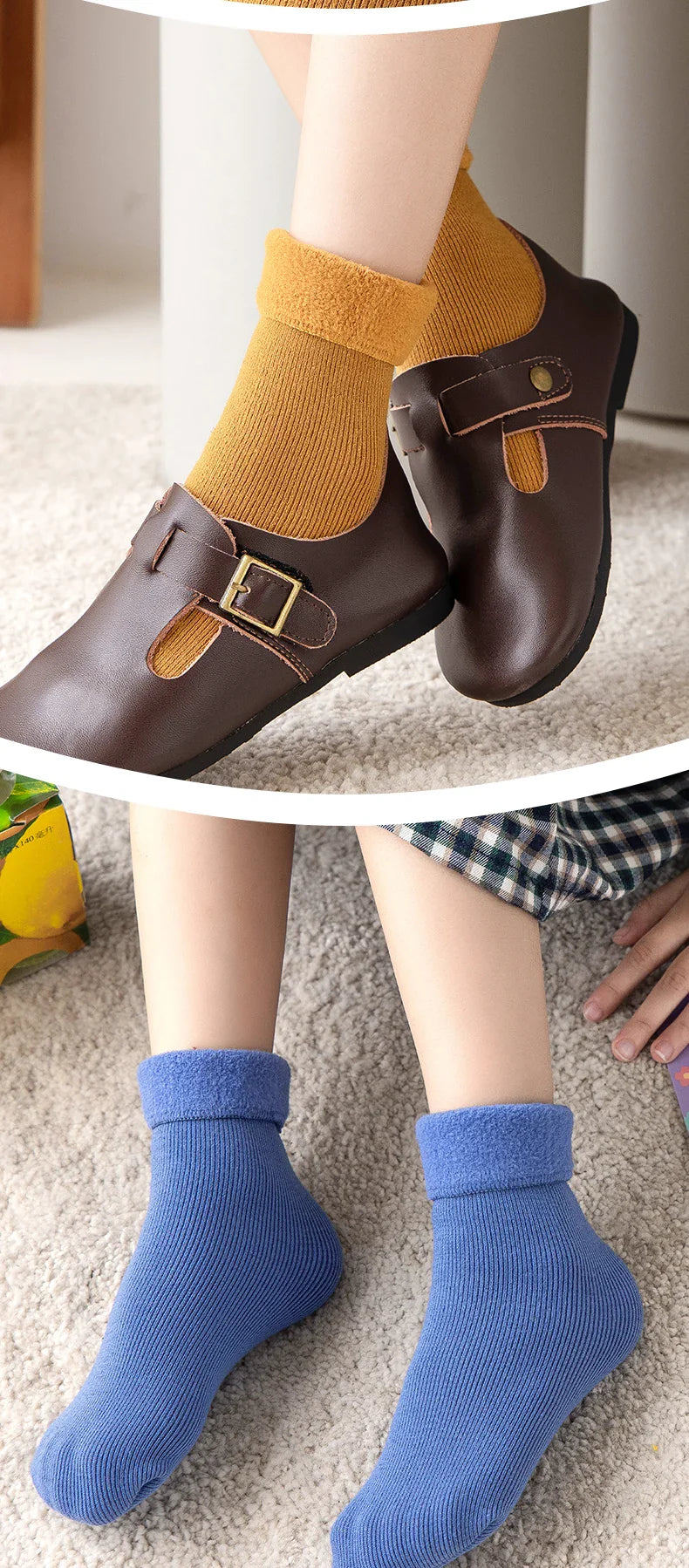 Girls socks Children's snow socks Autumn winter plush thickened warmth medium and large children's baby boys long cotton socks