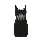 Sylcue Black Mysterious Sexy Mature Beautiful Tight Hot Confident Summer Party Intellectual Elegant Simple Women'S Strap Dress