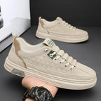 Upgrade your style with Men's Vulcanize Shoes 2025 /White Leather Casual Shoes/