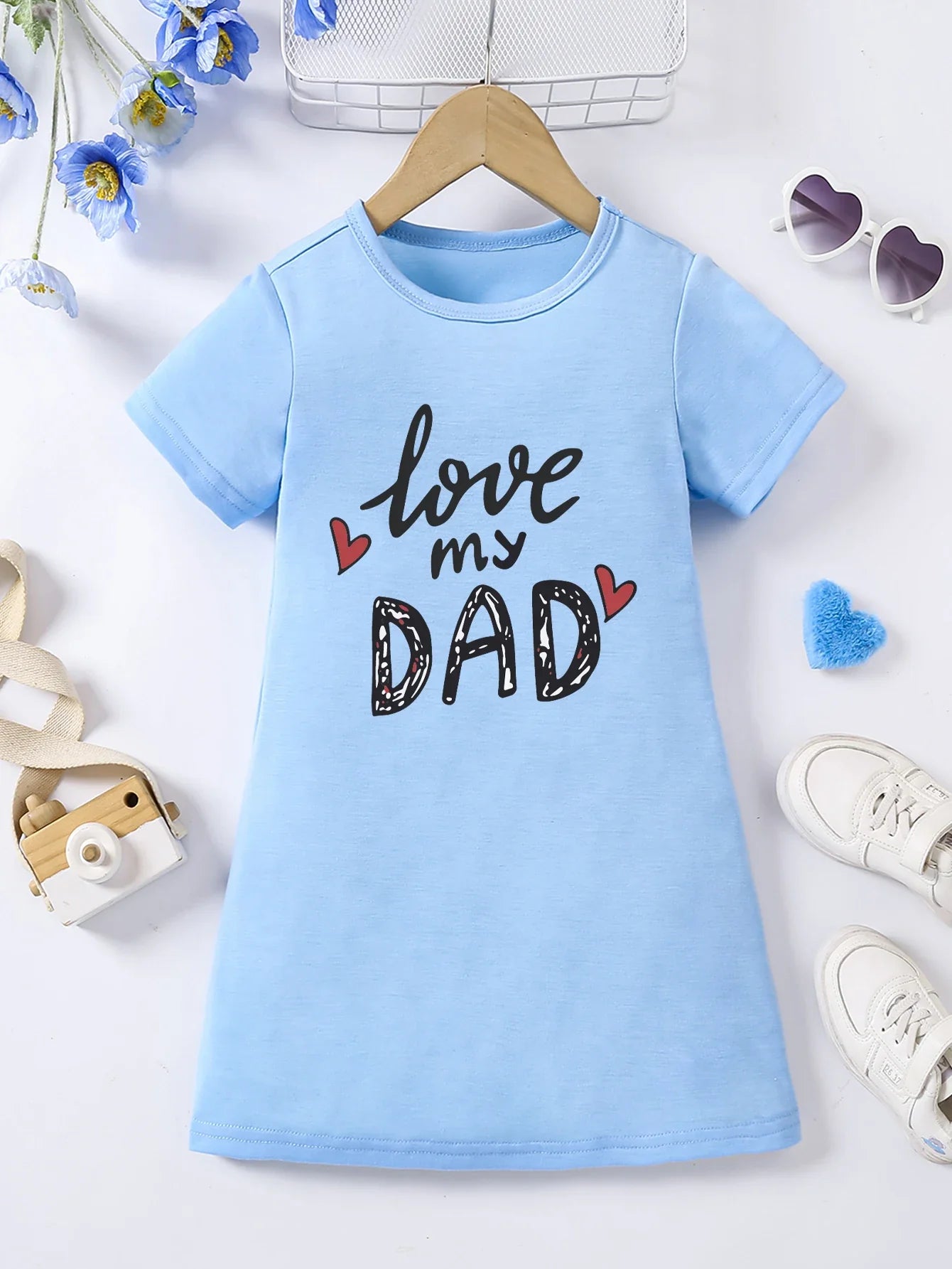 Girls' printed pattern dress, solid color versatile, lightweight matching, suitable for outdoor, home, travel, birthday gifts