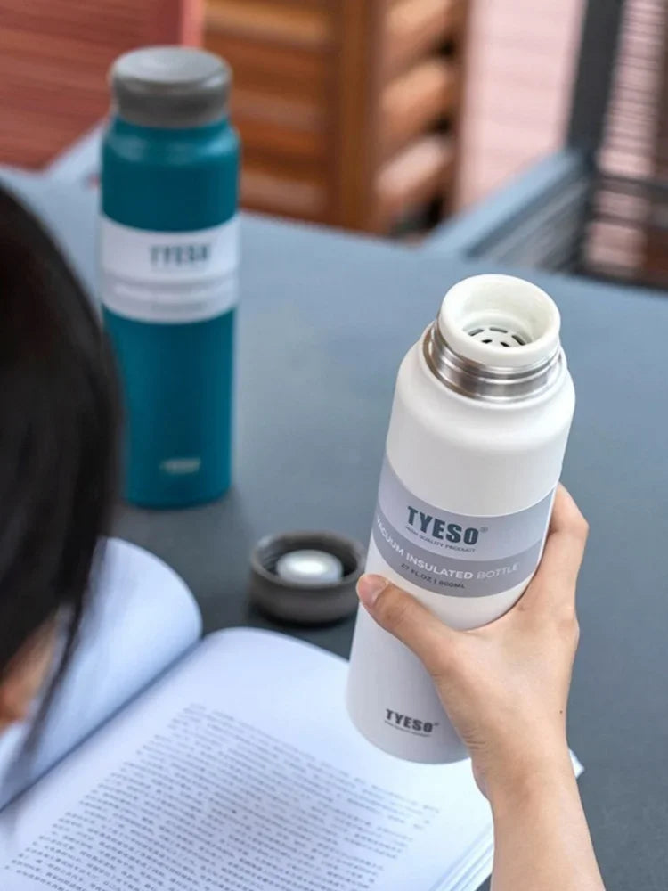 TYESO Stainless Steel Insulated Cups Coffee Thermos Cups Portable Large Capacity Home Office Travel Water Cup Drinking Utensil