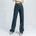 High-waisted Women's Vintage Jeans Loose-fit Straight-leg Slimming Draped Denim Trousers
