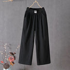 Lucyever Summer Elastic Waist Women's Pants Casual Solid Cotton Linen Ankle Length Pants Female 2023 High Quality Loose Trousers