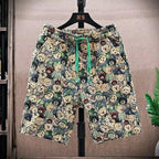 Summer floral shorts men's trendy casual five quarter pants 2025 new loose trendy sports beach pants