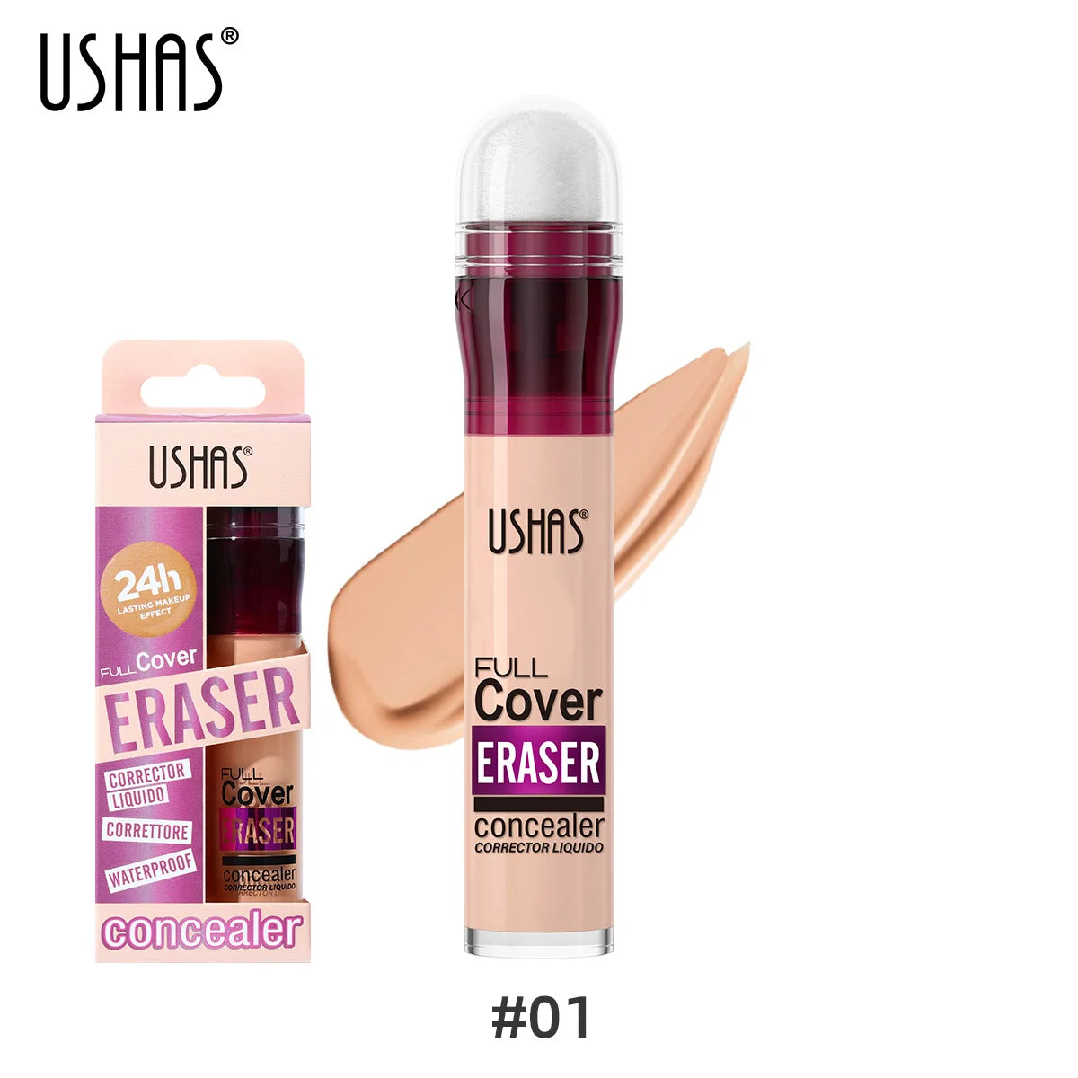 USHAS Sponge Tip Foundation Holding Concealer No Makeup Removal Waterproof Concealer 12 Colours Available