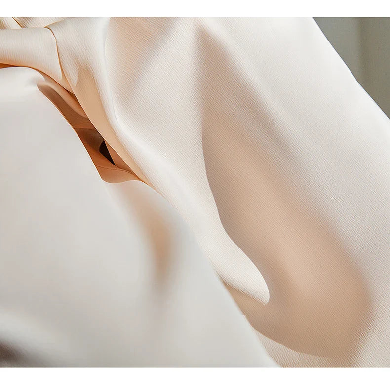 Garemay Summer Autumn Women's Pants Loose Solid Classic Black Straight High Waist Casual Silk Satin Wide Leg Trousers for Women