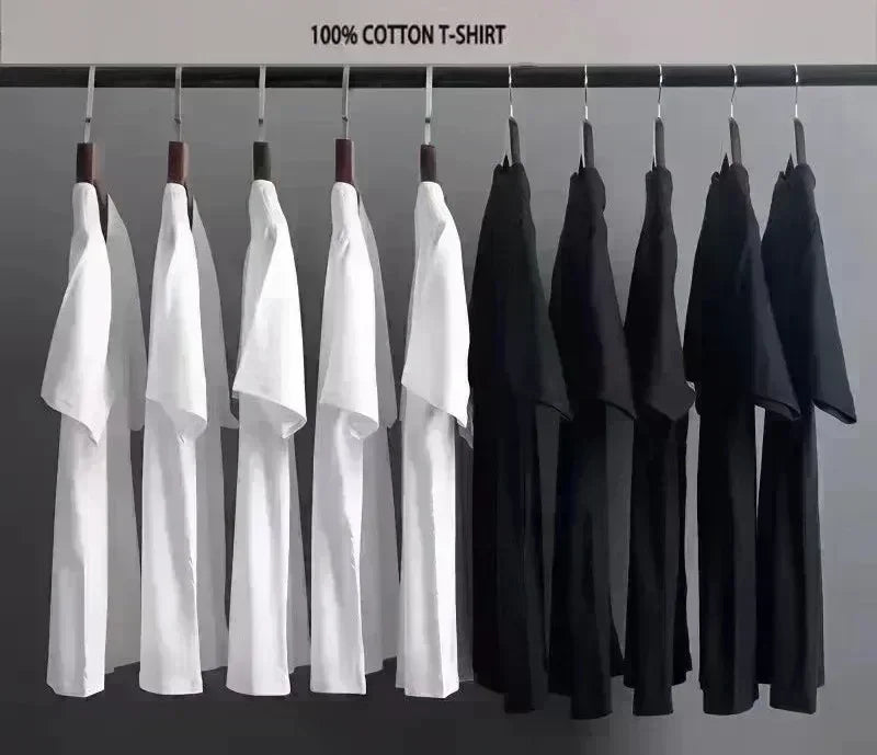 Large Cotton Men's Creative Digital 10 Printed Short Sleeved T-shirt for Men Explosive Street Loose Half Sleeved Hip-hop Top