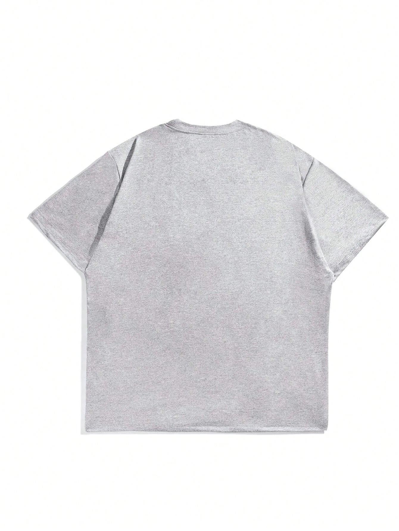 Summer men's 100% pure cotton casual loose plus size Letter And Mountain pattern printed round neck short sleeved T-shirt top