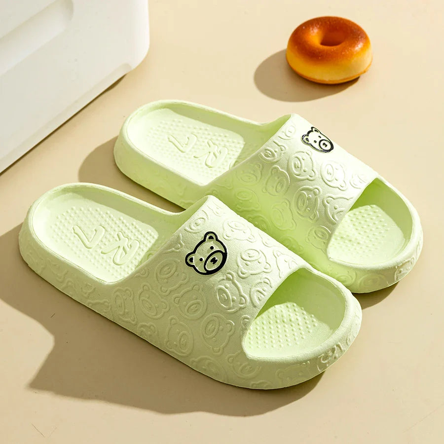 Fashion Men's Slippers Summer Indoor Printting Bear Bathroom Anti-slip Soft Sole Women Comfortable Causal Homeshoes Couple