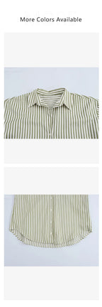 UNIZERA Women's Basic Striped Shirt with Collar Pocket Buckle Decoration Spring/Summer New Women's Shirt Top