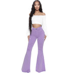 Women Jeans Flare Pants Sexy Denim Long Pant Hip Wrap Casual Solid Elegant Splice Regular Slim Fit High Waist Trousers Summer