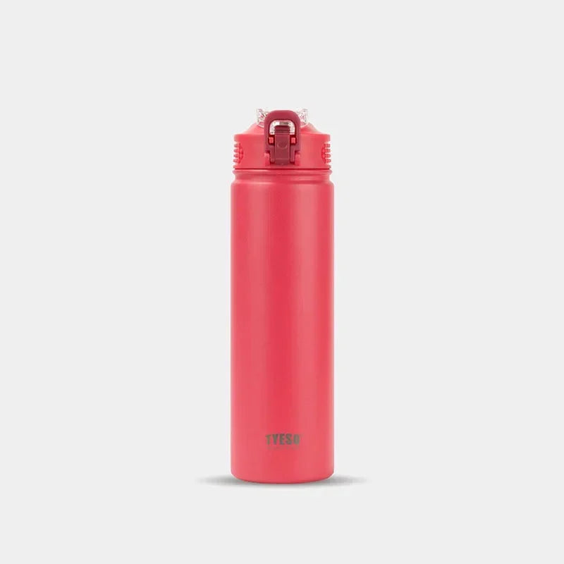 Tyeso 600ML/750ML Stainless Steel Thermos Bottles Car Insulated Cups with Straw Keeps Cold and Heat Portable Sport Thermal Mugs