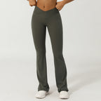 Women Cross Waist Fitness Breathable Yoga Training Gym Outdoor Dance Sport Flare Pants