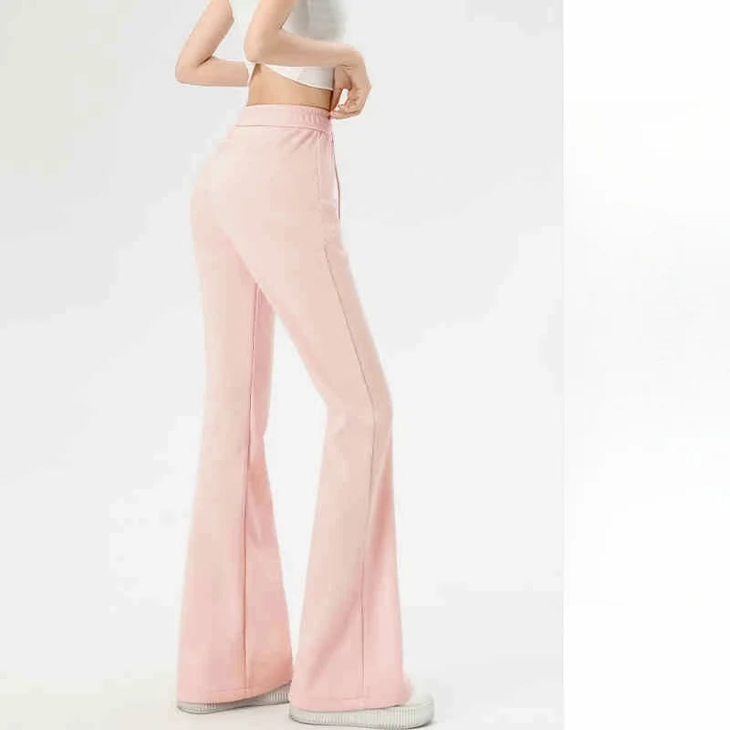 Women's Wide Leg Pants Lady's Draswtring Sweet Y2K Pink Flare Pant Boot Cut Female Long Trousers Casual Chic Matching Sweatpants