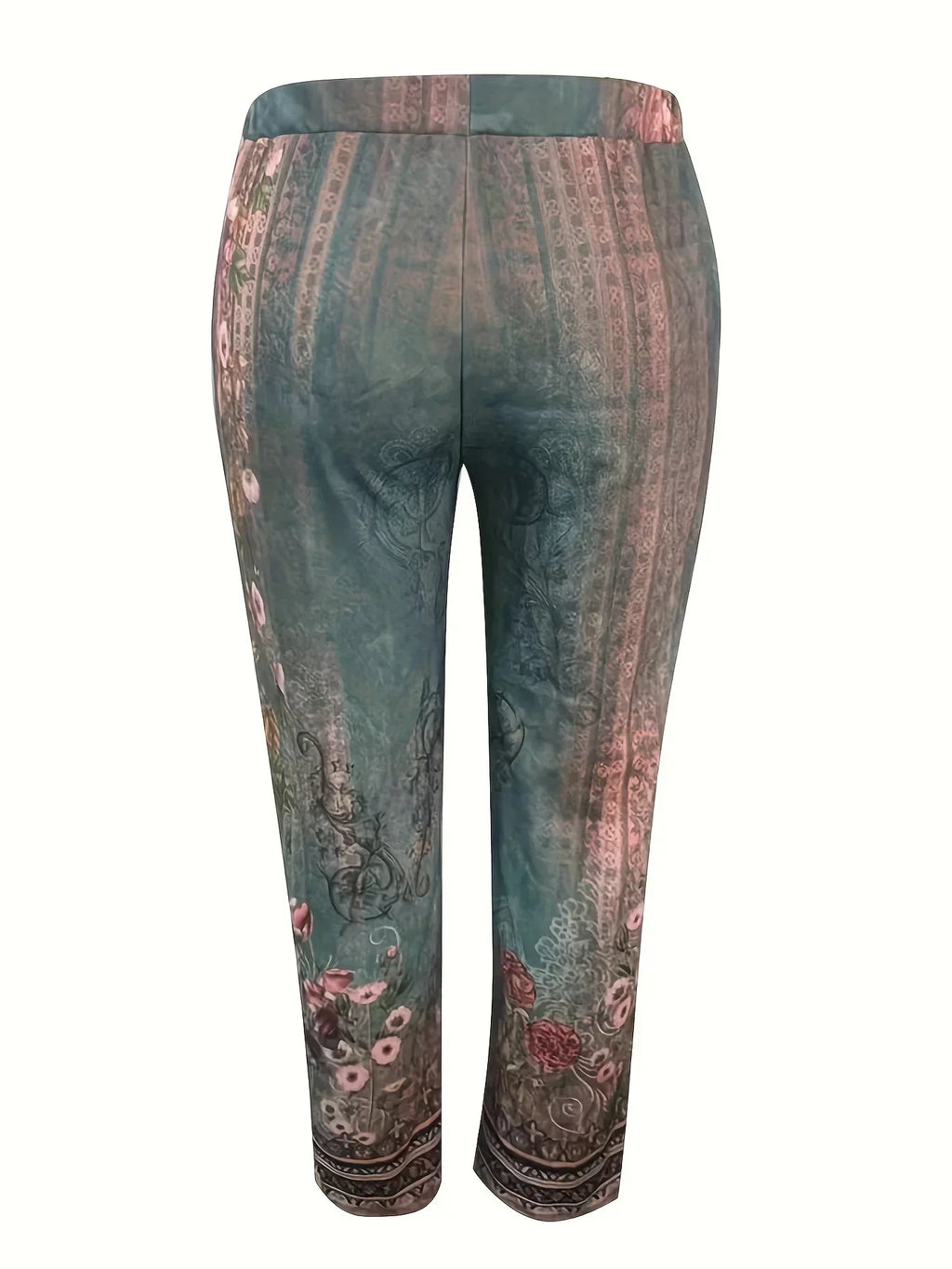 Women's Fashion Plus Size 1XL-5XL Four Seasons Printed Flower Pants Ladies Casual Comfortable Loose Mid-waist Haren Pants