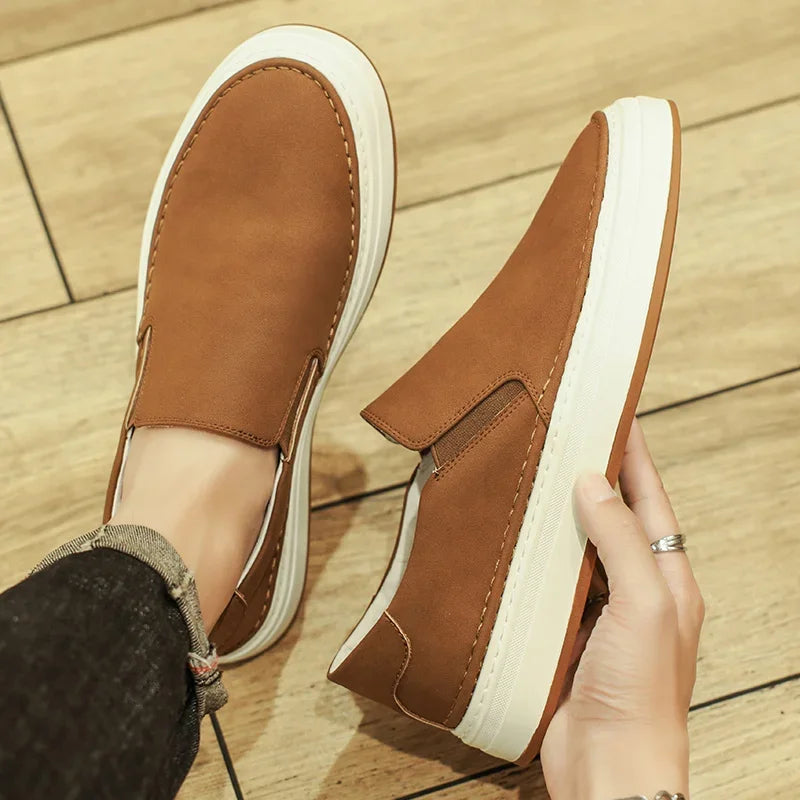 High Quality Brand Men's Genuine Leather Shoes Soft Soles Comfortable Loafers Non Slip Outdoor Men's Flat Shoes Free Delivery
