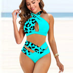 New Trend Low Waist Bikini Women's Fashion Backless Halter Swimsuit Floral Print Swimsuit Women's Tankini Set S-5XL