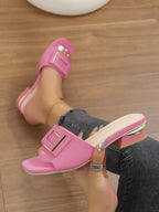 Fashion Women High Heel Slippers Summer Slip on Elegant Low Heel Shoes for Wedding Party Comfortable Non-slip Women's Slippers