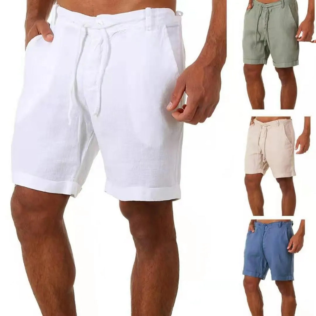 Summer Fashion Mens Linen Shorts Men Cotton Beach Short  New Wild Leisure Loose Solid Cargo Shorts for Men Sweatshorts