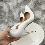 Fashion High Heels Sexy Shoes Women Pumps Large Size 43 44 45 White Stiletto Heel Patent Leather Office Wedding Shoes