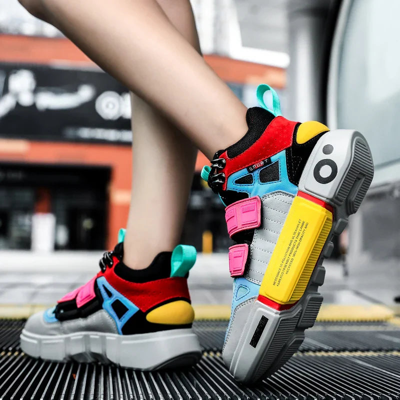 Wudao student couple sports board shoes Women's new non-slip thick soled sports shoes men ventilated Velcro casual shoes