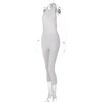 Dulzura Sleeveless Halter Backless Lace Up Jumpsuit Solid Sexy Casual Romper Party Club Streetwear Women'S Autumn Winter Clothes