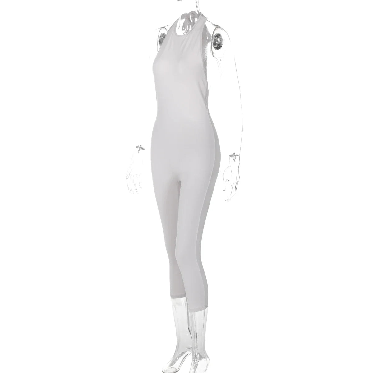 Dulzura Sleeveless Halter Backless Lace Up Jumpsuit Solid Sexy Casual Romper Party Club Streetwear Women'S Autumn Winter Clothes