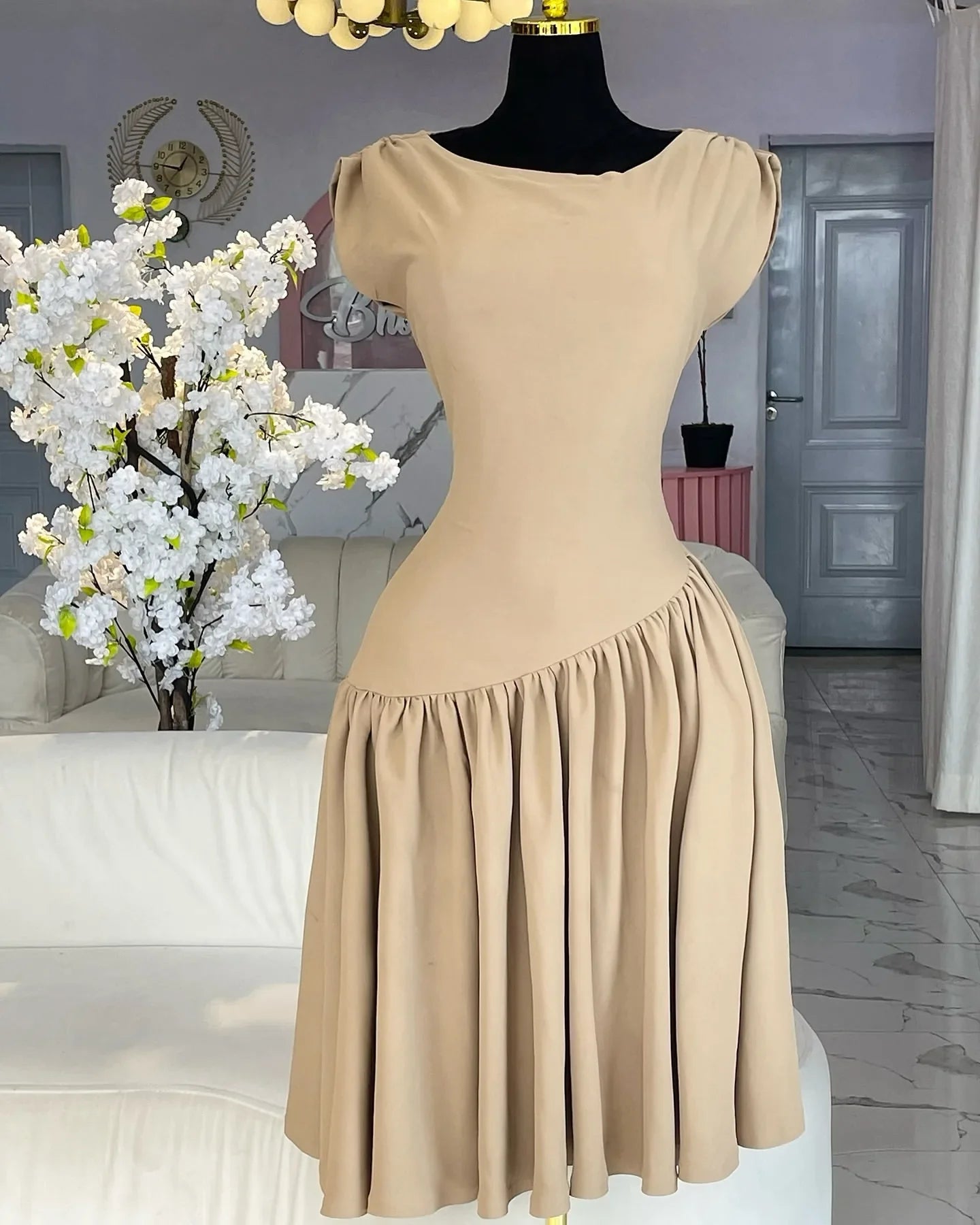 CM.YAYA Women Ruched Shoulder Big Swing Ball Gown Pleated Vintage Dress 2025 Sexy Club Party Evening High Street Dresses