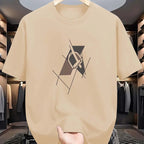 Men's summer 100 cotton fashionable casual sports loose plus size letter pattern printed round neck short sleeved T-shirt