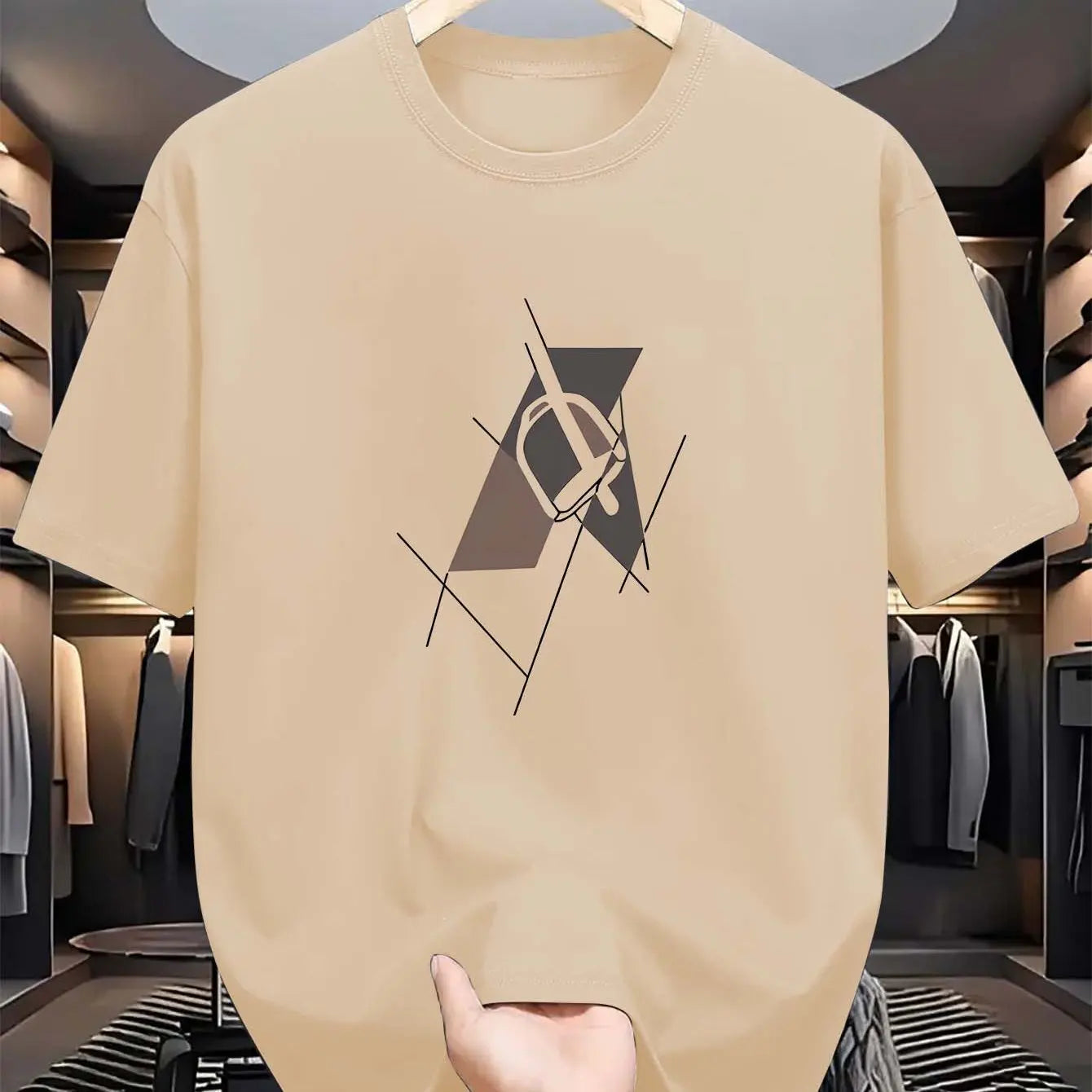 Men's summer 100 cotton fashionable casual sports loose plus size letter pattern printed round neck short sleeved T-shirt