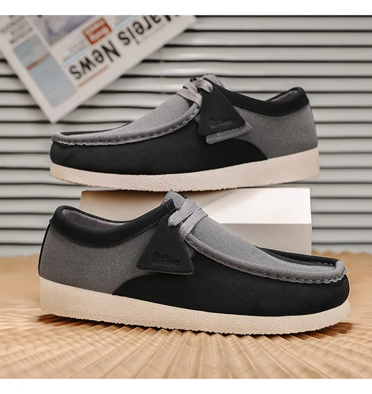 Fashion Khaki Casual Shoes For Men Suede Leather Loafers Men Platform Slip-on Men's Driving Shoes Lightweight Leisure Men Shoes