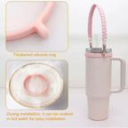 Water Bottle Handle Strap Handmade Flower 16-40oz Tumbler Silicone Safety Ring Cotton Rope Flower Durable Water Bottle Strap