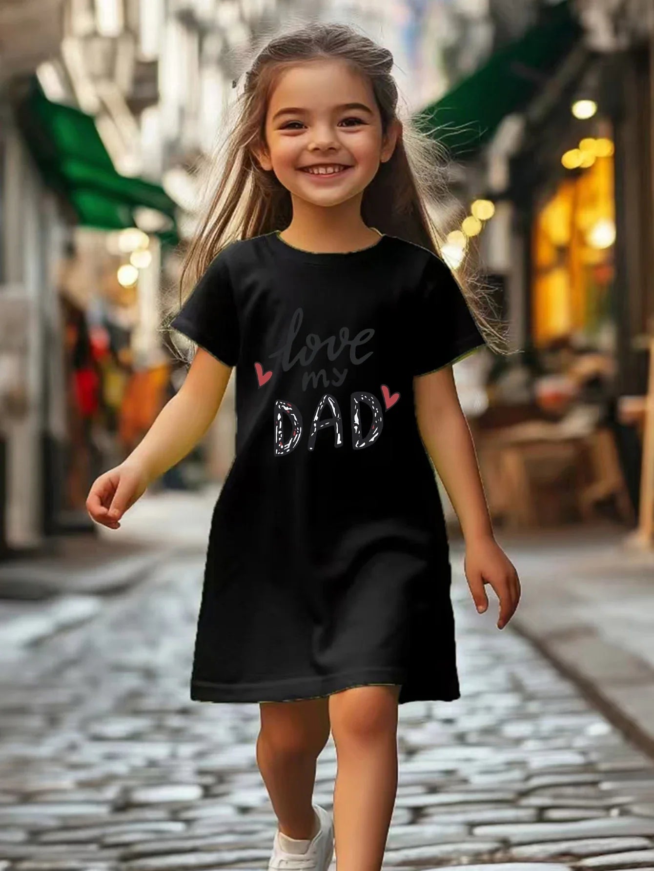 Girls' printed pattern dress, solid color versatile, lightweight matching, suitable for outdoor, home, travel, birthday gifts