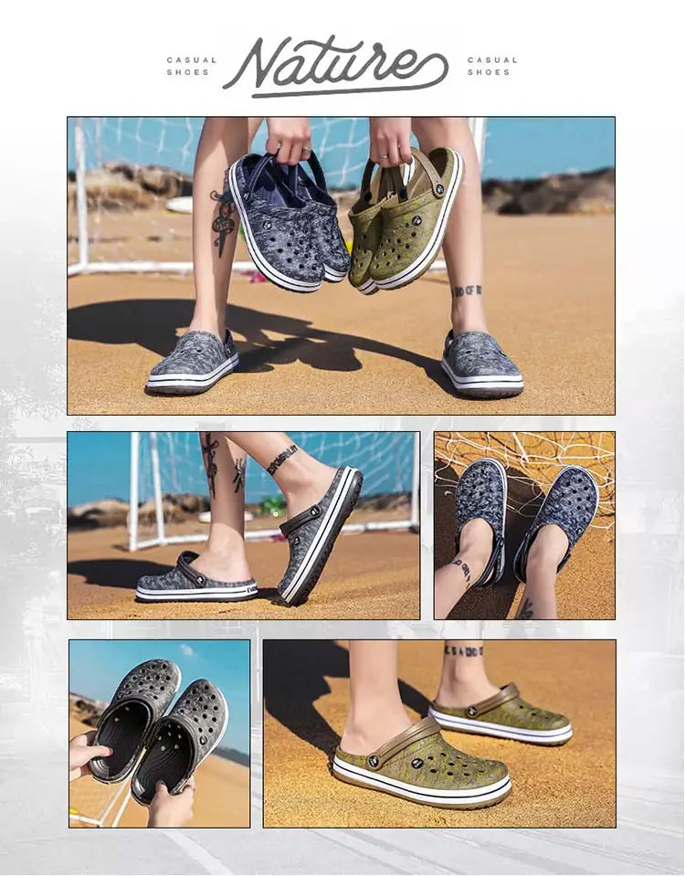 Hot Sale Large Size Men's Vacation Beach Sandals Leisure Garden Multifunctional Shoes　Indoor Home Slippers 39-45#