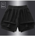 Fake two pieces of summer sports shorts, men's and women's quick drying three point running training itness lining American b