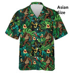Hawaiian Bigfoot Pirate Man Shirts Women Tropical Summer Aloha Casual Shirts Button Down Short Sleeve Sasquatch Shirt Clothing