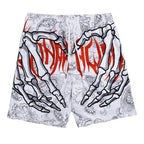 Elastic Waist Jogging Shorts Swim Trunks Board Shorts Summer Beach Shorts With Hand Print Y2k Shorts For Men Ropa Hombre