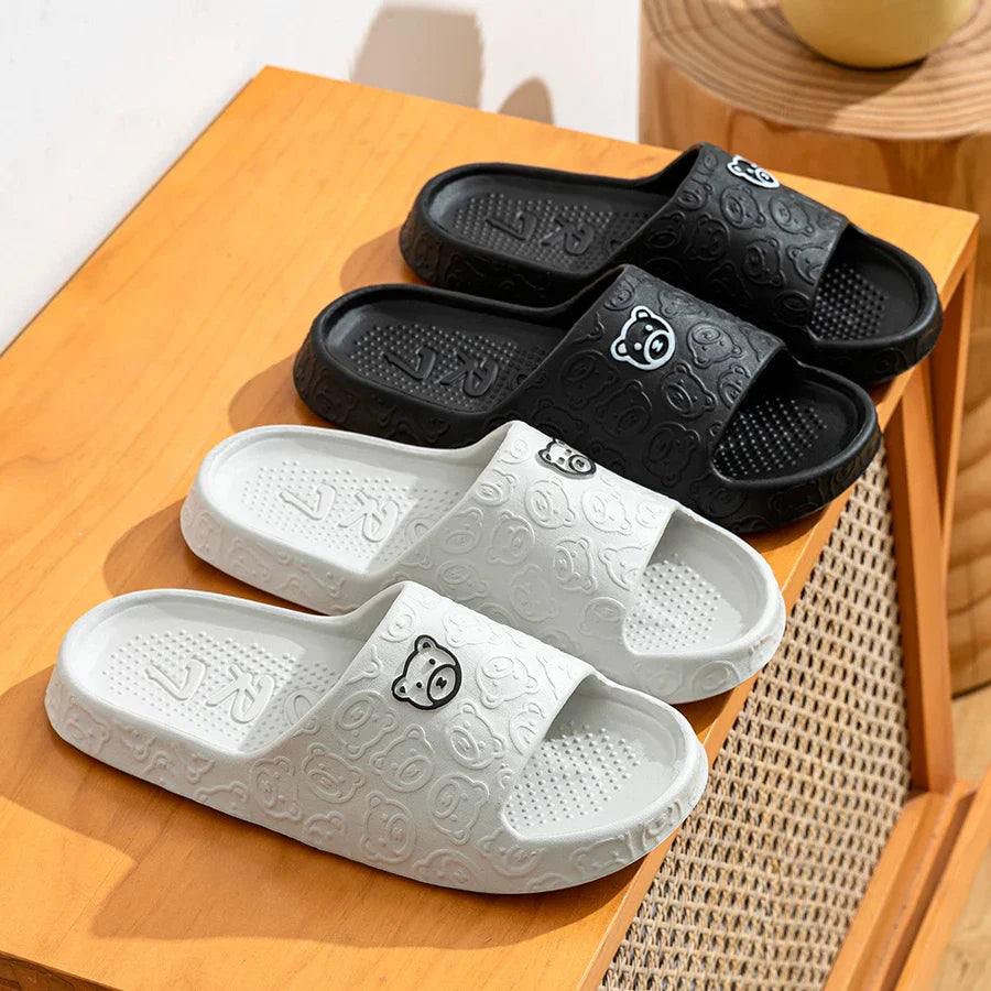 Fashion Men's Slippers Summer Indoor Printting Bear Bathroom Anti-slip Soft Sole Women Comfortable Causal Homeshoes Couple