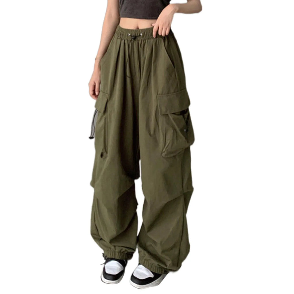 Green Women Baggy New Pants Cargo Trousers Streetwear Multi Pockets Casual Loose Trousers Outdoor Tracksuit Women Pants
