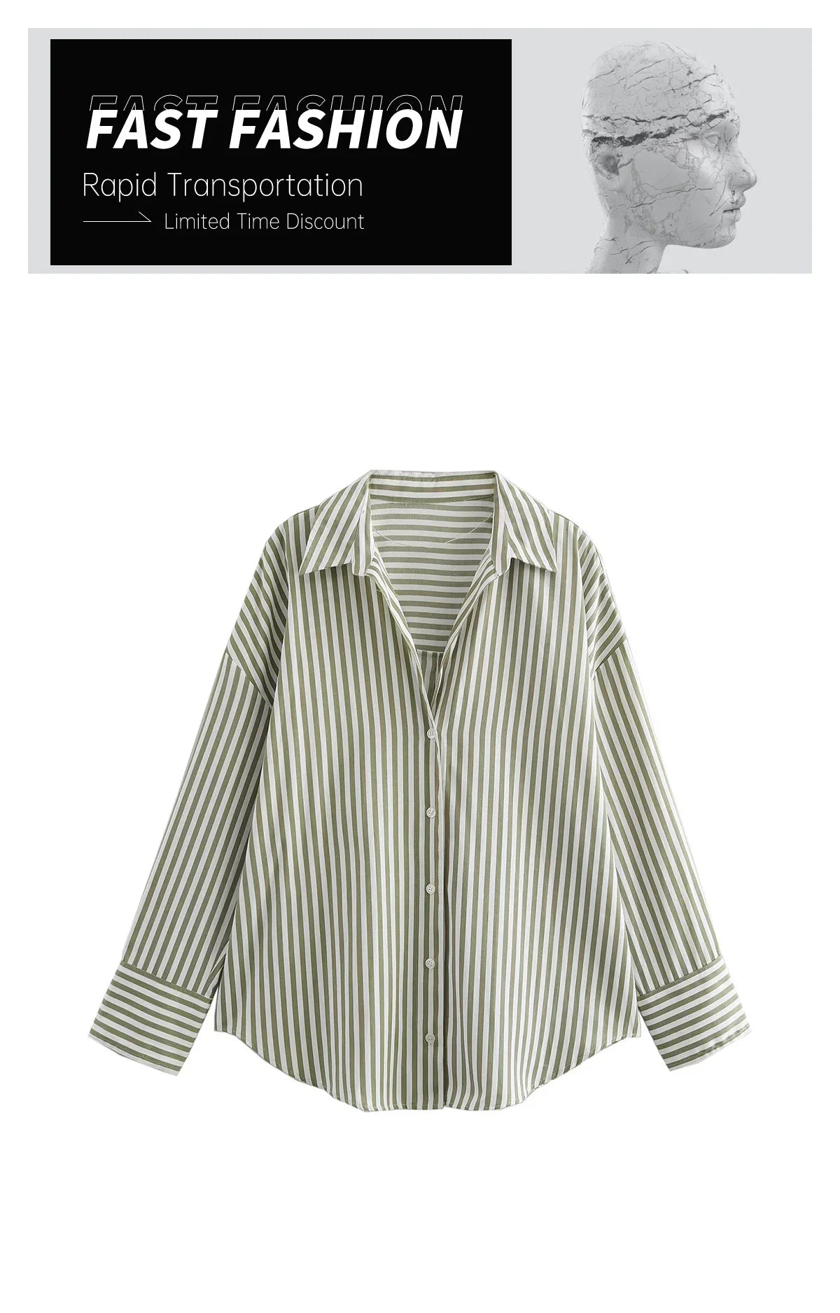 UNIZERA Women's Basic Striped Shirt with Collar Pocket Buckle Decoration Spring/Summer New Women's Shirt Top