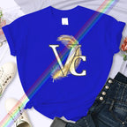 For Women's Luxury Brand High-Quality Summer Feather Printing T-shirt 100% Cotton Casual Oversized Y2k Personality Sleeve O-neck