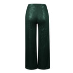 Women's Fashion Solid Color High Waist Sequin Side Zipper Draped Wide Leg Pants Pants for Women Women's Pants Women's Pants 2024