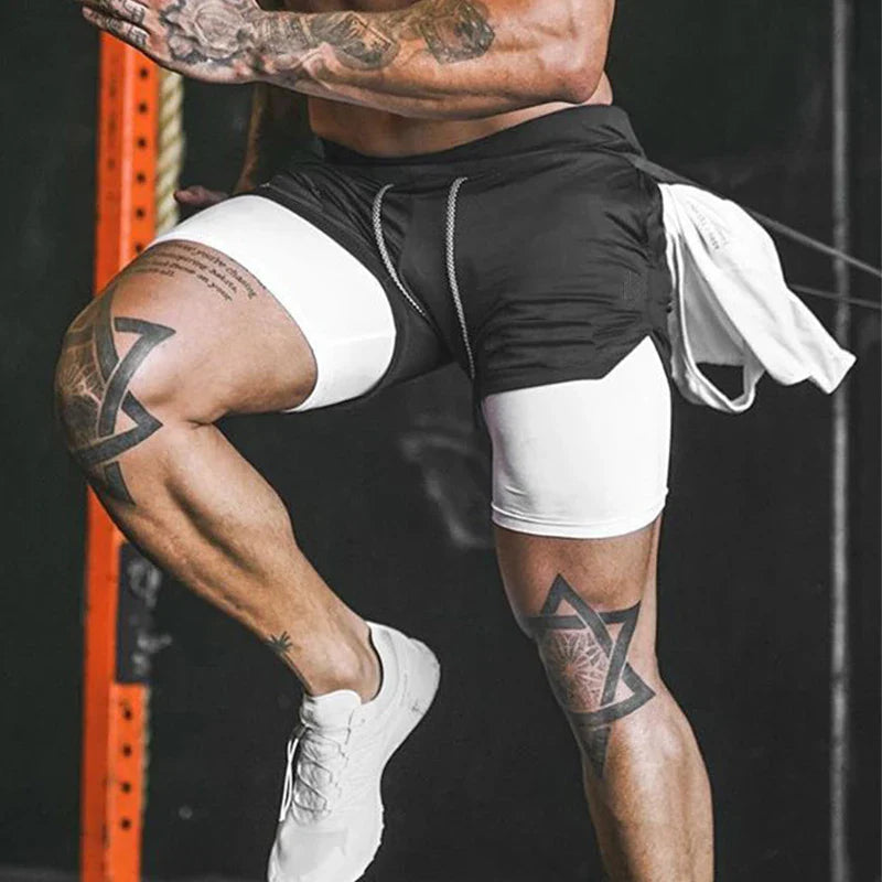 Custom Shorts Men Gym Sports Shorts 2 In 1 Quick Dry Workout Training Gym Fitness Jogging Short Pants Summer DIY Men Shorts