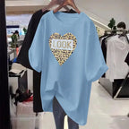 Female Clothes Basics Printed Pullovers Summer Short Sleeve Top Women Casual T-shirt Chic Y2k Loose Tees
