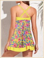 High Waist Swimsuit Beach Dress 2024 Women 2 Piece Printed Tankini Set Swimwear Female Bathing Swimming Swim Suit Beachwear Lady