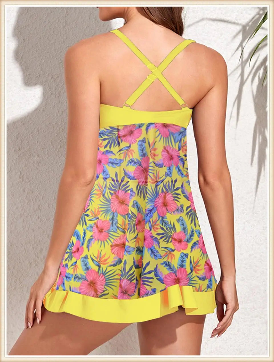 High Waist Swimsuit Beach Dress 2024 Women 2 Piece Printed Tankini Set Swimwear Female Bathing Swimming Swim Suit Beachwear Lady