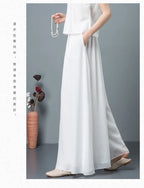 Women Chinese Classical Dance Clothing Female Elegant Trousers Practiice Clothes Modern Elastic Waist Ethnic Pants White Black