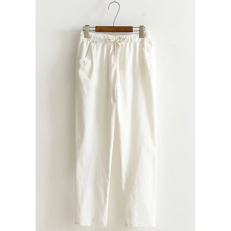 Women Pants Spring Summer Casual Harem Pants Cotton Elastic waist Harem Ankle-Length Trousers high quality for Female ladys