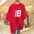 Women Pure Cotton Letter Casual Basic T-shirt Summer Fashion Short Sleeve Loose Letter Printed Pullovers