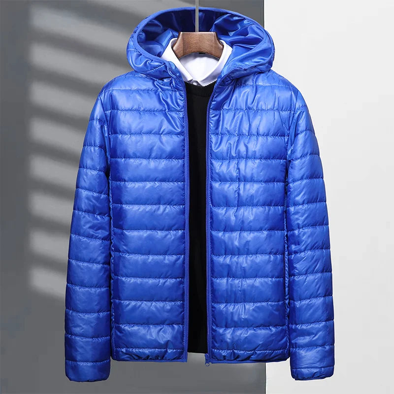 Men's cotton coat hooded jacket striped lightweight design 2024 autumn and winter loose oversized warm jacket cotton jacket top